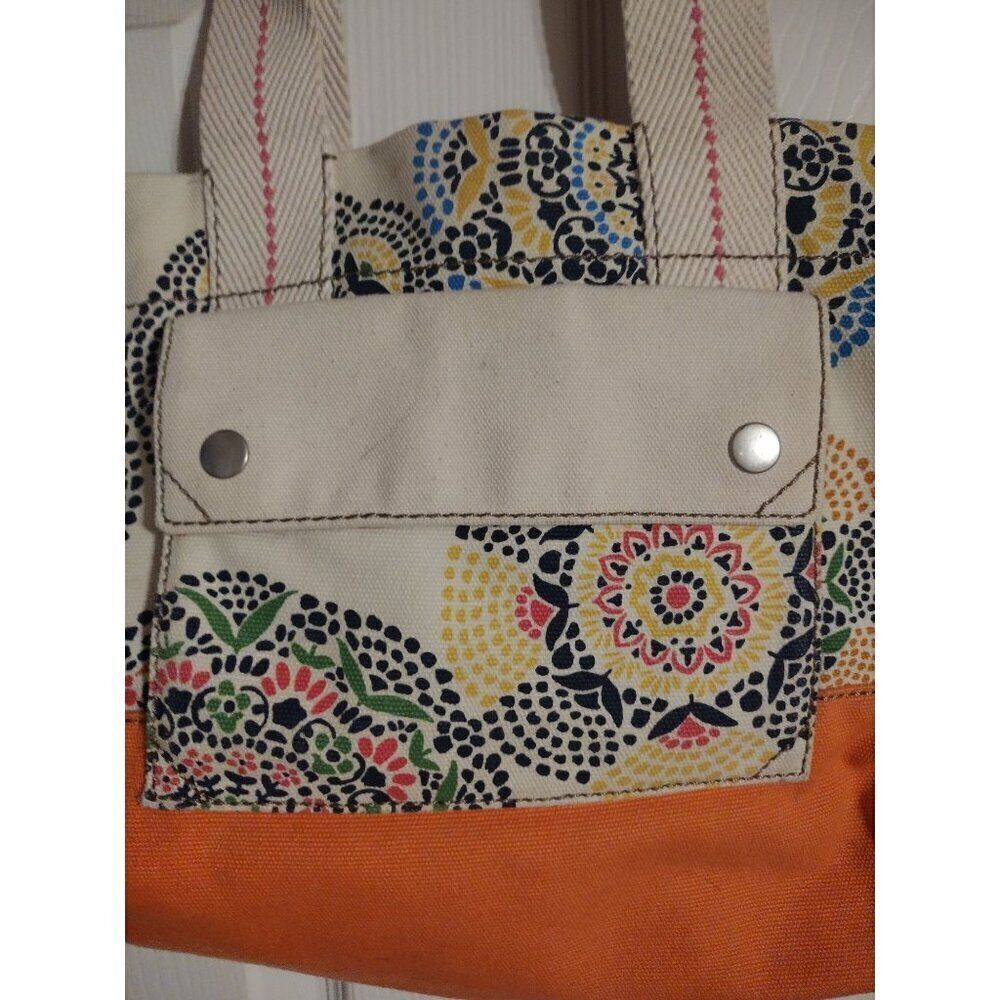Fossil Women's Lena Tote style Orange Pink Blue Yellow White Satchel Floral Hand - Picture 8 of 8